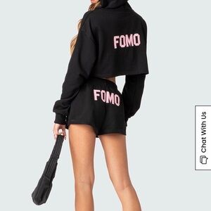 Edikted FOMO Cropped Hoodie & Shorts Set Size S
